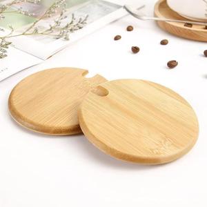 Round Bamboo Cup Lid With Groove For <b>Teacup</b> Home Use Dustproof Cover - Product Image 2