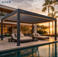 Motorisierte Aluminium-Pergola mit Pulverbeschichtetem Rahmen, LED-Beleuchtung, Wasserdichtem Bioklimatischem Dach für Pool, Terrasse und Villa