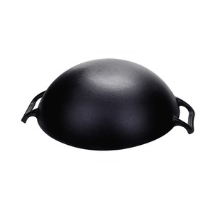 Wok de hierro fundido con base plana, engrosado y sin recubrimiento para cocinar en estufa - Product Image 3