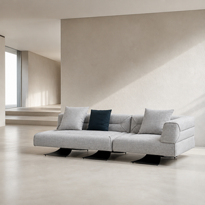 Canapé modulaire pivotant avec base métallique sculpturale, fauteuil lounge à profil bas et assise profonde, sectionnel pour salon, villa, hall d'hôtel - Product Image 2
