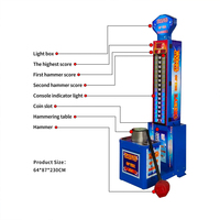 Machine de jeu d'arcade de frappe de boxe à monnayeur (pièces/billets) pour intérieur, garantie 1 an, en métal, en anglais, pour centres de jeux, 110/220V