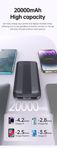 <span class=keywords><strong>พา</strong></span><span class=keywords><strong>ว</strong></span><span class=keywords><strong>เวอร์</strong></span><span class=keywords><strong>แบงค์</strong></span>พกพา 20000mAh พอร์ต USB คู่ สำหรับชาร์จอุปกรณ์หลายเครื่องพร้อมกัน เหมาะสำหรับการเดินทางเพื่อธุรกิจ - Product Image 6