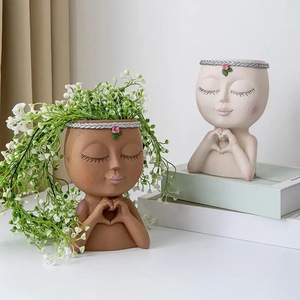 Maceta con Forma de Cara Humana, Diseño de Chica de Dibujos Animados, <span class=keywords><strong>para</strong></span> Suculentas, Decoración <span class=keywords><strong>para</strong></span> Jardín, Patio, Interiores y <span class=keywords><strong>Exteriores</strong></span> - Product Image 2