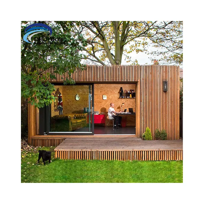 Deepblue Smarthouse עלות-יעילה קטן ערכת נייד טרומי אור פלדת מסגרת במבוק בונגלו עץ עיצוב גן סטודיו בית