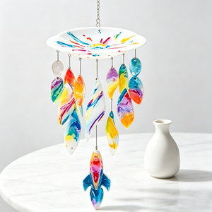 Carillon éolien artisanal en résine arc-en-ciel, attrape-soleil artistique coloré pour la décoration de jardin et de <span class=keywords><strong>fenêtre</strong></span> - Product Image 1