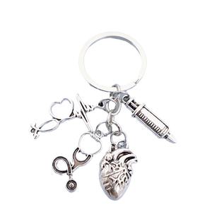Jeringa, estetoscopio, llavero de corazón, médico, enfermera, herramienta médica, disección de llavero en forma de corazón - Product Image 5