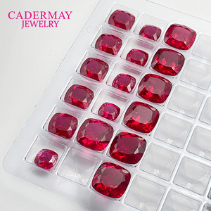 Cadermay Synthetic Ruby Cushion Cut Loose Stone 4x4mm To 15x15mm For Jewelry Making - Product Image 2