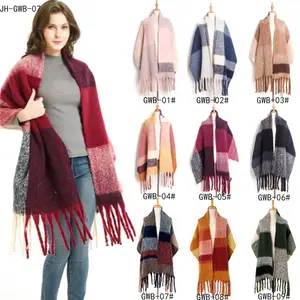Fashion Trendy Large and Warm Winter Scarf Designer Thick Soft Bufanda Female Circle Yarn Twist Braid Tassel Blanket Shawls
