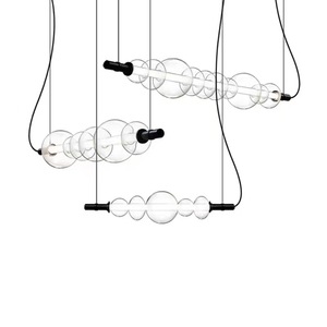 Lampadario a LED in Vetro a Forma di Nuvola per Soggiorno, Moderno e Semplice, Luce a Striscia Lunga, Design Minimalista, Lampada a Sospensione Nera per Ristorante e Caffè - Product Image 5