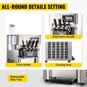 Sihao เครื่องทำไอศกรีม A168แบบนิ่ม18L/ชม. มี2 + 1รสชาติ - Product Image 5