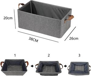 Large Capacity Washable Cotton Linen Storage Box <b>Foldable</b> Rectangular Fabric Clothes <b>Basket</b> - Product Image 2