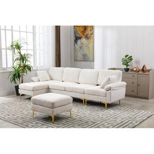 Sofá Esquinero de Tela COOLMORE Blanco para Sala de Estar Muebles en Forma de L Tapizado para Apartamento Estilo Nórdico Moderno Nuevo Modelo - Product Image 2