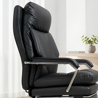 Chaise de bureau de direction à dossier haut en cuir PU noir avec siège inclinable réglable, repose-pieds, roulettes silencieuses et structure en acier