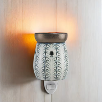 Diffuseur électrique de cire fondue en céramique, chauffe-bougie et brûleur d'huiles essentielles avec motif de feuille sculptée, décoration d'intérieur