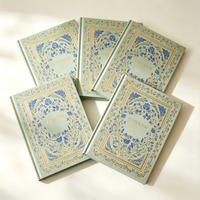 Carnet A5 personnalisé à couverture rigide avec motif floral bleu, idéal comme cadeau
