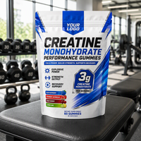 Gummies de créatine monohydrate OEM ODM pour le soutien de l'entraînement et la croissance musculaire, saveur fruitée, complément alimentaire
