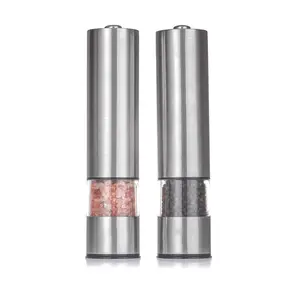 2 in 1 Automatico elettrico in acciaio inox sale gravità pepe mill grinder con luce led