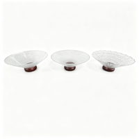 Bol à fruits en verre cristal taillé à la main, poli, avec piédestal en bois, écologique, pour service de fête, style français