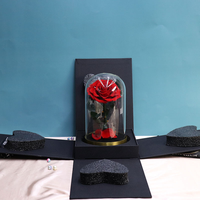 Valentinstag Muttertag Weihnachtsgeschenke Ewige Konservierte Rosen Metallbasis Glaskuppel Heimdekoration LED Langlebig 3-5 Jahre