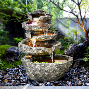 Fontana da Esterno con Acqua Corrente e Ricircolo per Paesaggio Artificiale da Giardino, Design con Montagne, Rocce e Cascate per Acquari - Product Image 2