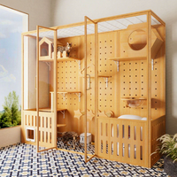Villa pour chat de luxe moderne en verre massif et bois, armoire robuste avec cadre en acier carbone renforcé, finition écologique