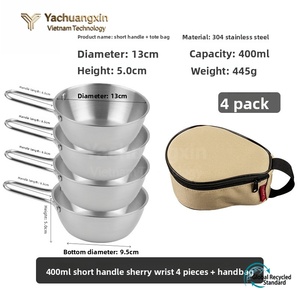 Stainless Steel <b>Sauce</b> Pans Set 12cm 13cm with Carry Case for Camping - Product Image 6