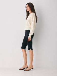 Pull en cachemire personnalisé pour <span class=keywords><strong>femme</strong></span>, couleur ivoire, doux et respirant, <span class=keywords><strong>maille</strong></span> ouverte, col rond, manches ballon amples, ourlet côtelé - Product Image 3