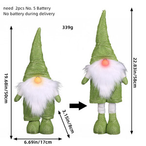 Décorations de Noël Lumineuses : Poupée Sans Visage Rétractable Gnome Musical, Ornements Amoureux Vieil Homme de la Forêt - Product Image 2