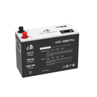 Batterie LiFePO4 12,8 V 100 Ah CFE-1280S Pro avec écran OLED et RS485 pour remplacement des batteries au plomb-acide, idéale pour yachts et applications énergétiques extérieures