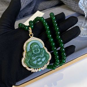 <span class=keywords><strong>Collar</strong></span> de Buda Maitreya minimalista largo <span class=keywords><strong>esmeralda</strong></span> de cristal Premium para mujer Cadena de suéter <span class=keywords><strong>con</strong></span> accesorios de circón de aleación - Product Image 3