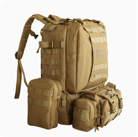 Sac à dos tactique avec fermeture à glissière grande capacité et quatre compartiments doublure en polyester poches latérales en maille pour équipement