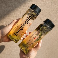 Bouteille jetable ronde de 300 ml, 400 ml, 500 ml, bouteille en plastique cylindrique pour thé au lait, boisson, jus, eau, avec bouchon à vis
