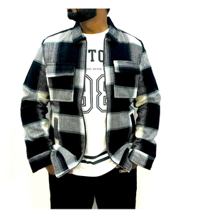 Veste en flanelle à carreaux pour homme de haute qualité, nouveau style avec poches poitrine, 100% coton, longue et chaude pour l'hiver - Product Image 1