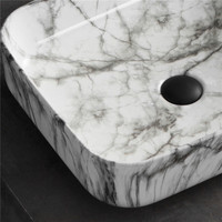 Nouveau design rectangulaire en marbre noir lavabo à main comptoir art labavo céramique salle de bain éviers bassin en marbre