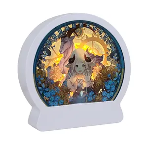 Steinbock Sternzeichen Paper cut Light box Led beleuchtetes Papier Gravierte dekorative LED-Lampe