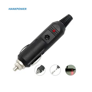 12-24V Male Car Cigarette Lighter Socket Plug Connector with Fuse Red LED