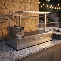 Barbecue au charbon Santa Maria en acier inoxydable avec brasero - Barbecue portable pour les fêtes et une utilisation extérieure moderne