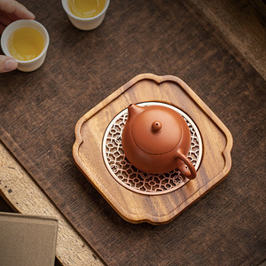 Walnut Wood Teapot Stand Irregular Shape Heat Resistant Base For Kung Fu <b>Tea</b> <b>Set</b> - Product Image 1