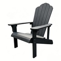 Chaise Adirondack noire moderne et durable en plastique HIPS avec structure en acier, résistante à l'eau et à la corrosion, pour jardin, patio et salon