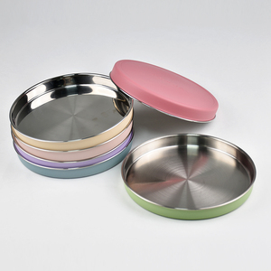 Platos de cena y aperitivos antideslizantes de acero inoxidable de 9 pulgadas con funda de silicona Aptos para lavavajillas Comedor para niños Diseño no dividido - Product Image 1