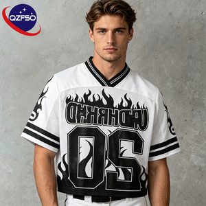QZFSO Custom Hip Hop Vintage Sublimation Soccer T Shirt American Football Uniform <b>Top</b> Rhinestone Mesh Fabric Rugby Sport Jersey - Product Image 1