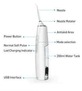 2023 più nuovo aspetto design H100 waterflosser IPx7 in bianco e nero con serbatoio dell'acqua grande da 300ml