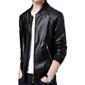 <b>High</b> Best Quality <b>Leather</b> Jacket <b>Top</b> Selling Slim Fit Custom Design Fashion <b>Leather</b> Jackets for Men With Stand Collar Jacket - Product Image 3