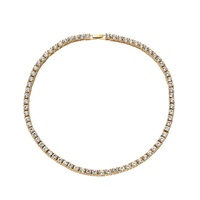 Colliers chaînes de tennis givrées, avec pierres CZ scintillantes, en alliage de 3mm de largeur, simple rangée, en stock, nouvelle collection