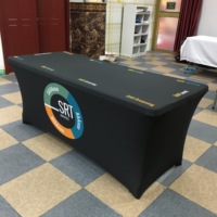Nappe rectangulaire extensible en Spandex noir de 6 pieds pour table DJ rectangulaire à des fins publicitaires
