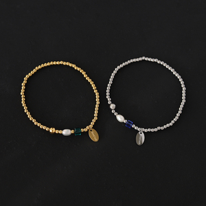 Tendance acier inoxydable bijoux de mode <span class=keywords><strong>2022</strong></span> 18k plaqué or bonne chance perle pierre perles réglable Bracelets femmes - Product Image 4