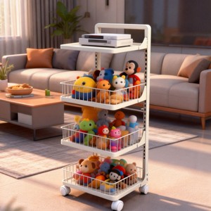 Adjustable Multi Tier Storage Rack For Kitchen Food <b>Vegetables</b> Fruit Stainless Steel <b>Standing</b> Cart - Product Image 3