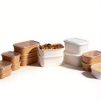 Bol carré jetable personnalisé en papier kraft épaissi de 24 oz pour camping, fruits, bento et salades