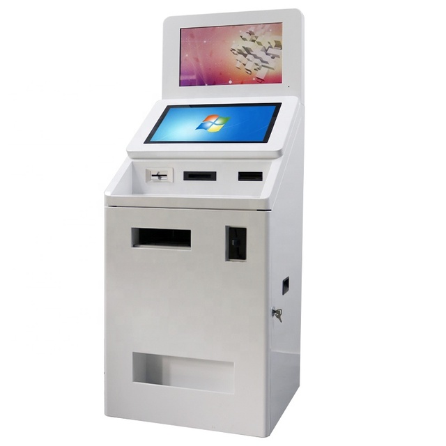 Hospital Kiosk Cash Coin Recycle QR Scanner A4 Report Printing Touch Screen Self Service Payment Kiosk Atm Bank Machine