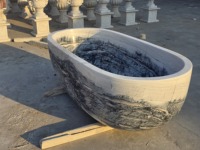 Bak Mandi Oval Modern Mewah Buatan Khusus dari Marmer Hutan Hitam Eksklusif, Model Berdiri Bebas untuk Kamar Mandi Vila Hotel